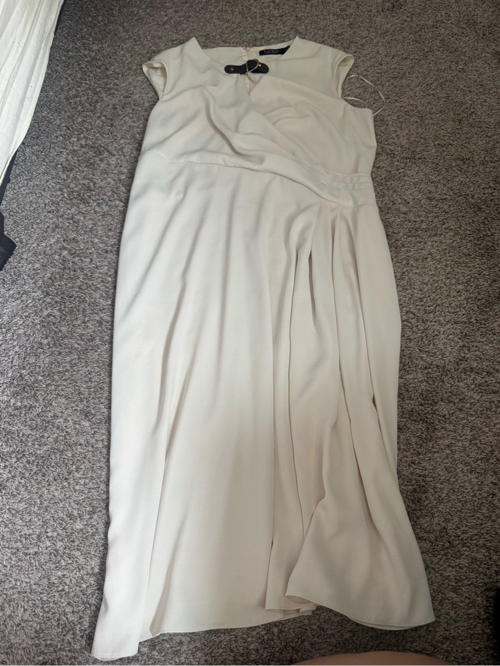 Ralph Lauren Black Label Chic Cream Sleeveless Midi Dress Sz 18 plus size